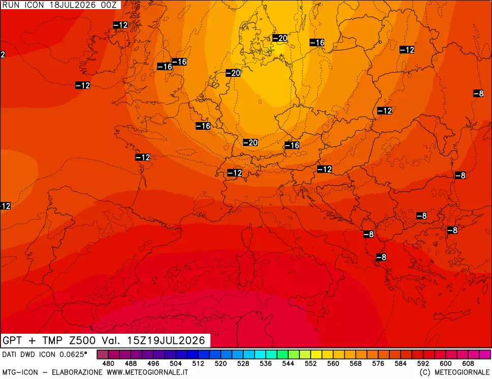 mappa 500 hPa GPT + Temp