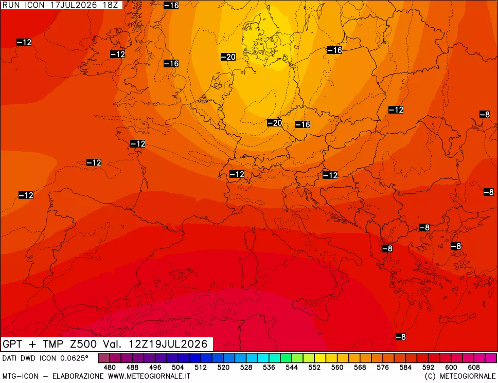 mappa 500 hPa GPT + Temp