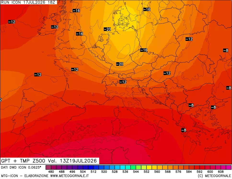 mappa 500 hPa GPT + Temp