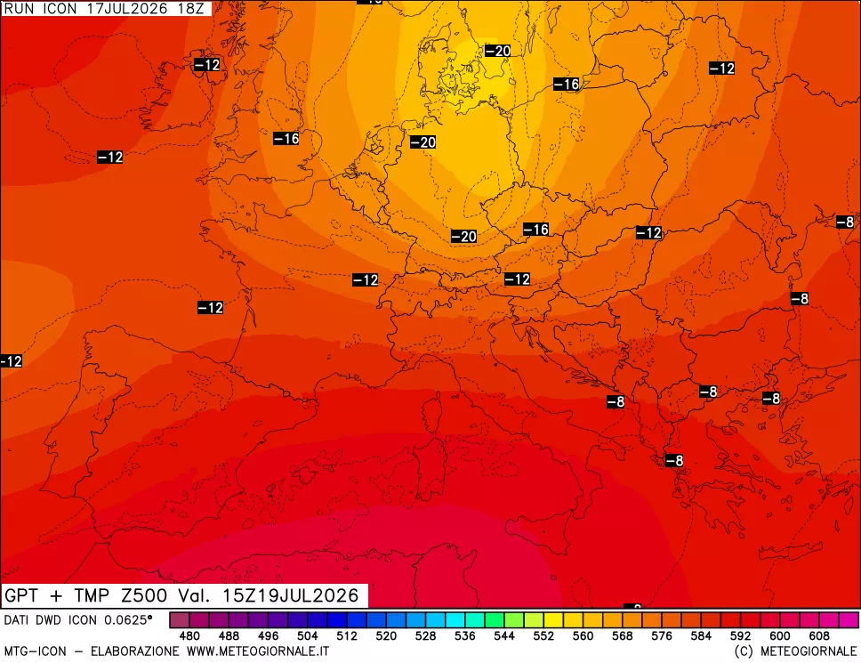 mappa 500 hPa GPT + Temp