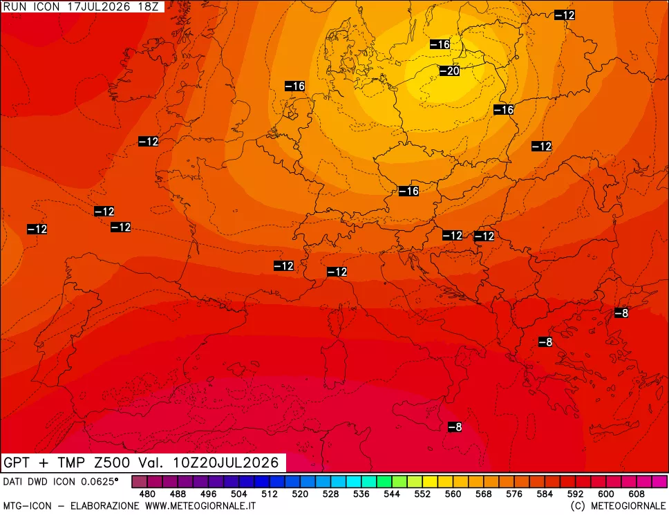 mappa 500 hPa GPT + Temp