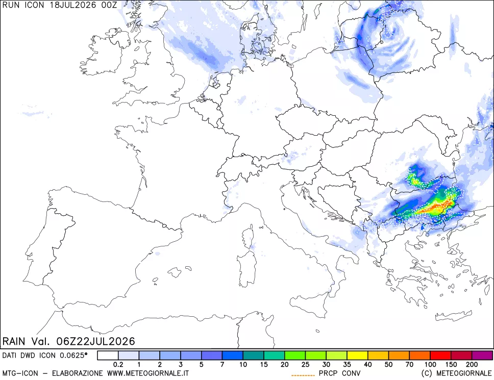 mappa Precipitazioni 24 ore precedenti