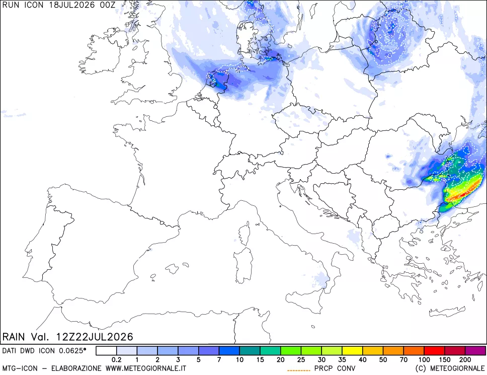 mappa Precipitazioni 24 ore precedenti