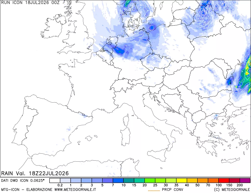 mappa Precipitazioni 24 ore precedenti