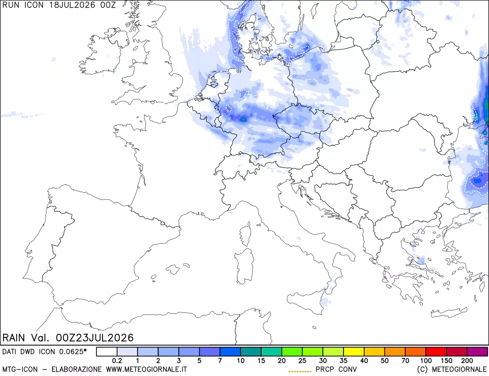 mappa Precipitazioni 24 ore precedenti
