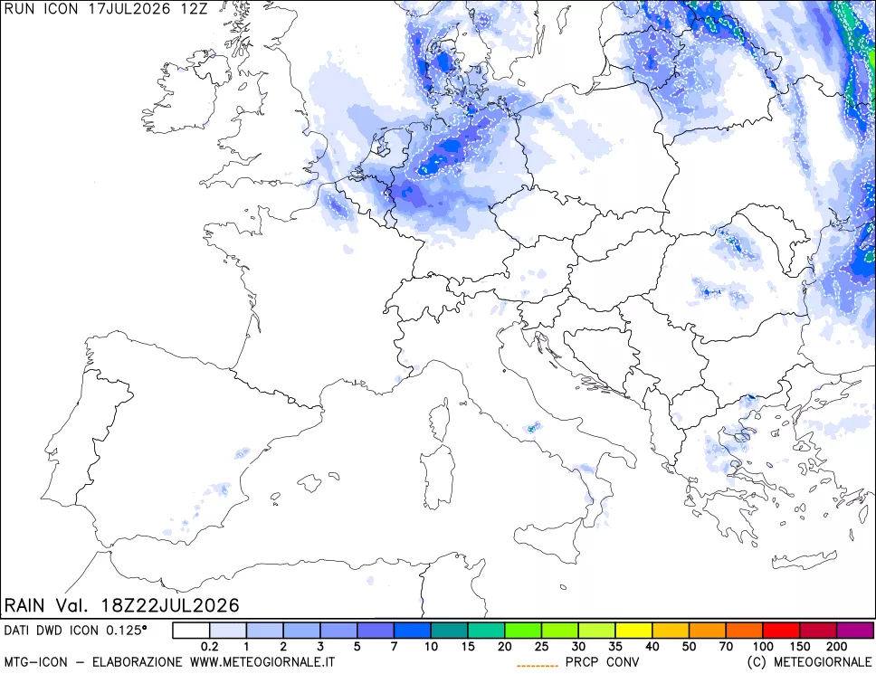 mappa Precipitazioni 24 ore precedenti