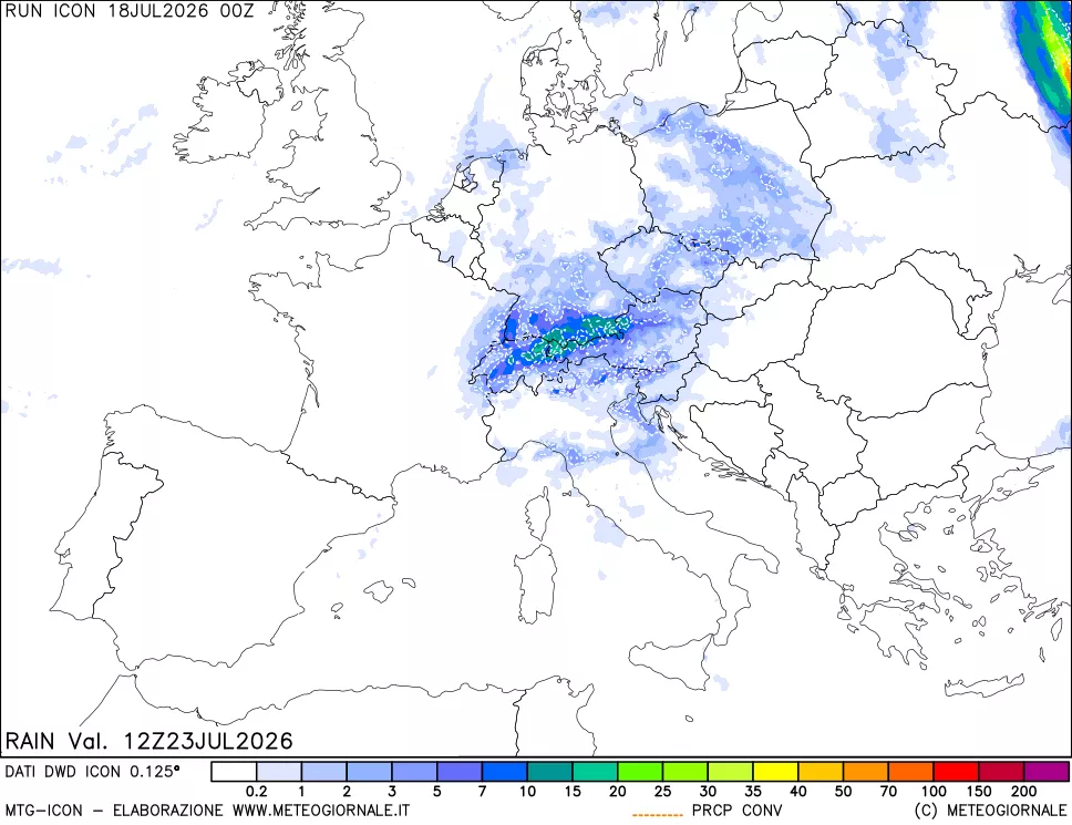 mappa Precipitazioni 24 ore precedenti