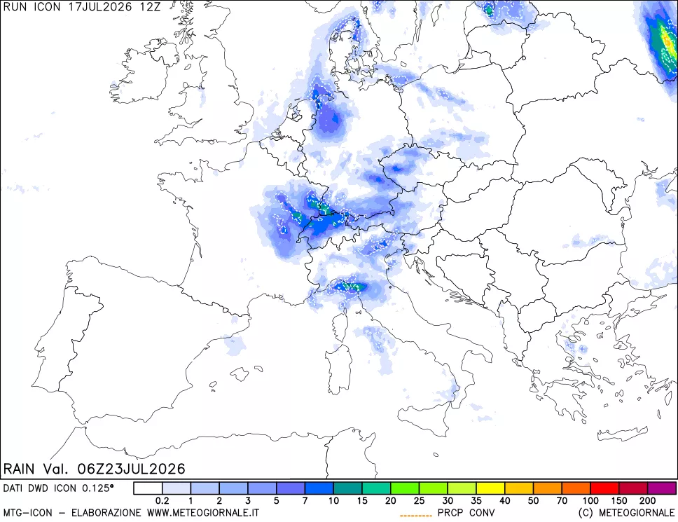 mappa Precipitazioni 24 ore precedenti