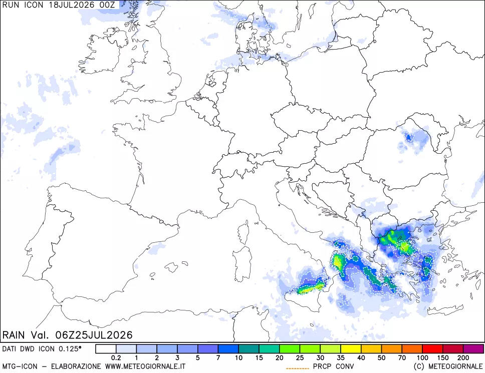 mappa Precipitazioni 24 ore precedenti