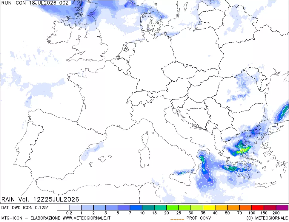 mappa Precipitazioni 24 ore precedenti
