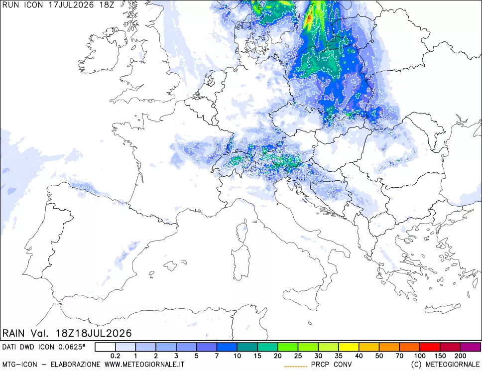 mappa Precipitazioni 24 ore precedenti
