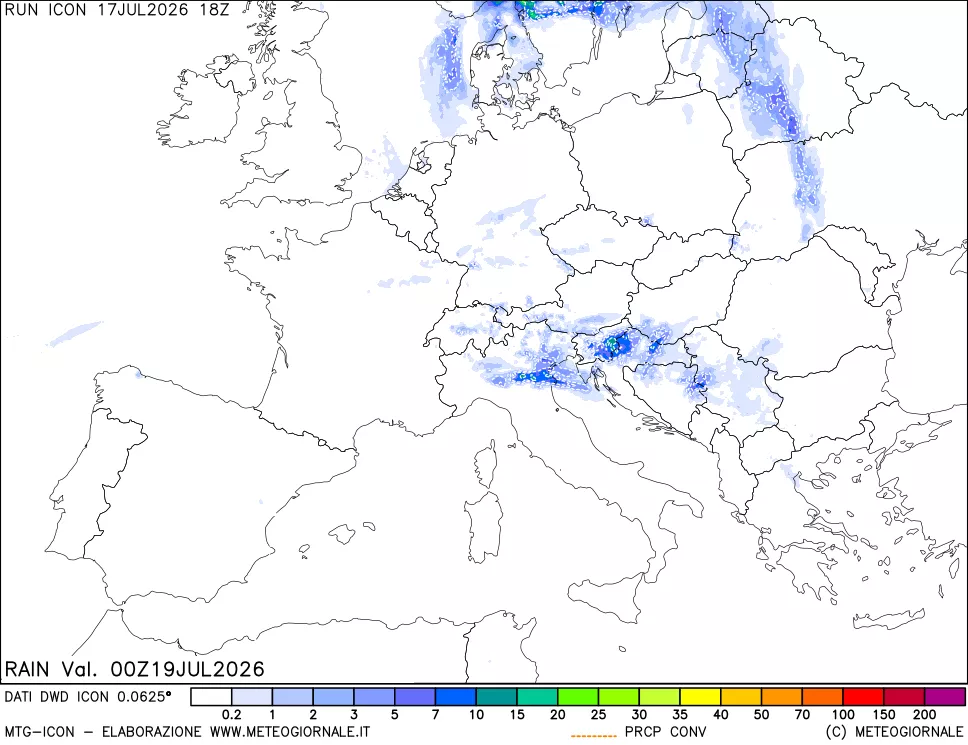 mappa Precipitazioni 24 ore precedenti