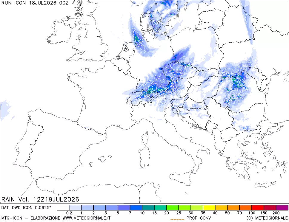 mappa Precipitazioni 24 ore precedenti