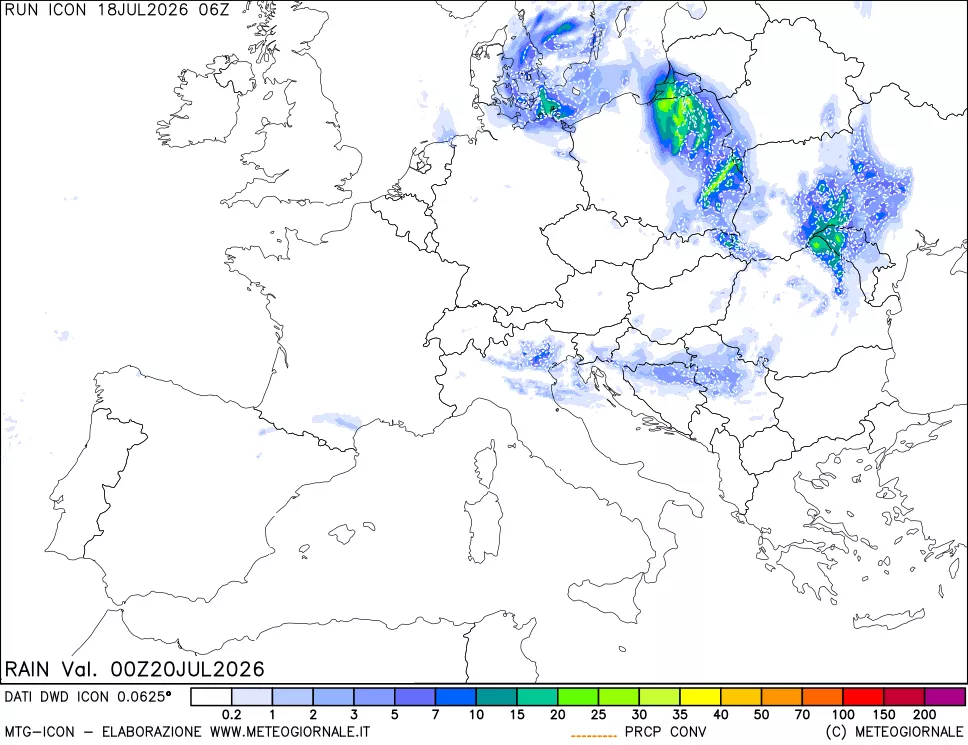 mappa Precipitazioni 24 ore precedenti