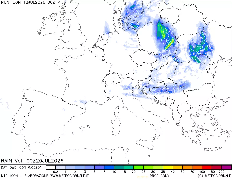mappa Precipitazioni 24 ore precedenti