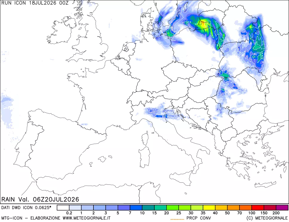 mappa Precipitazioni 24 ore precedenti