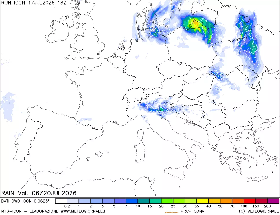 mappa Precipitazioni 24 ore precedenti