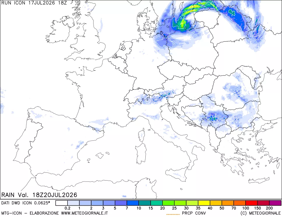 mappa Precipitazioni 24 ore precedenti