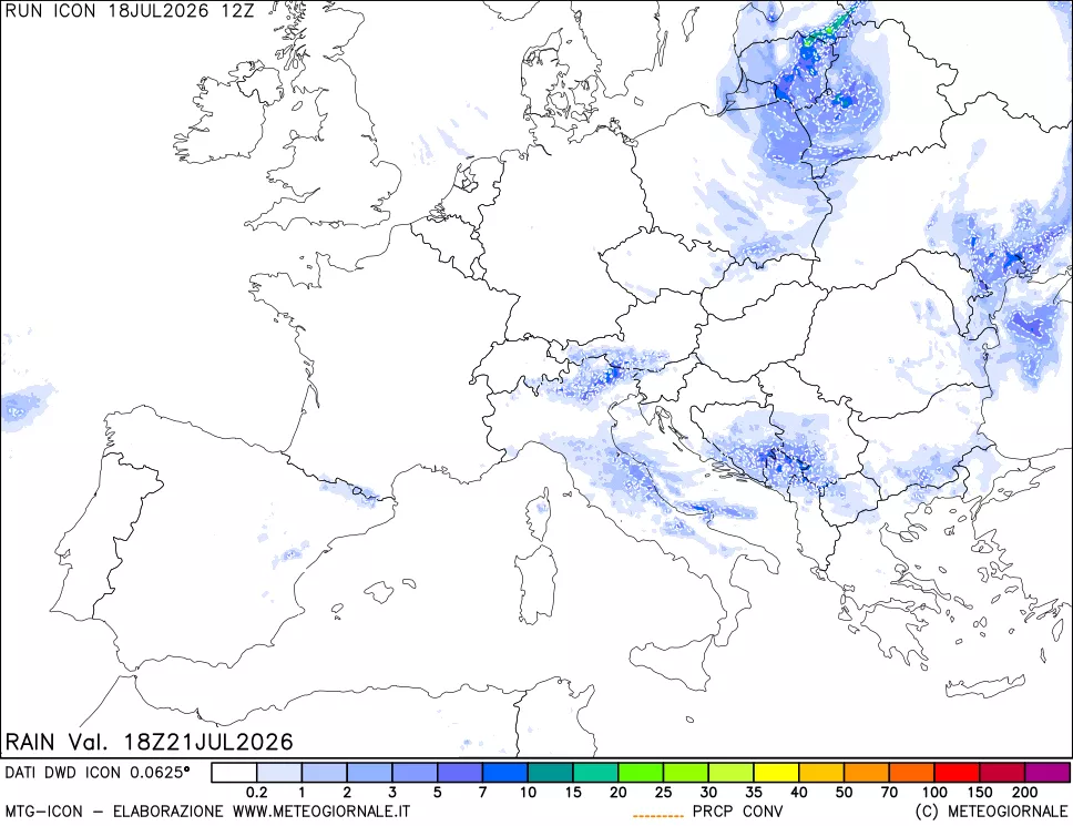 mappa Precipitazioni 24 ore precedenti