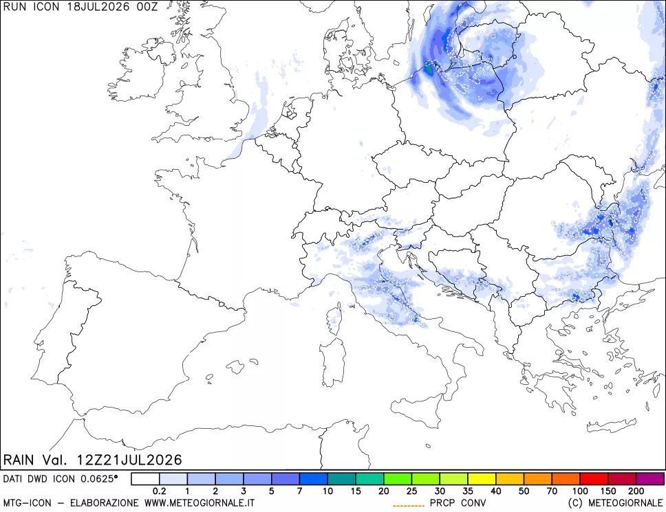 mappa Precipitazioni 24 ore precedenti