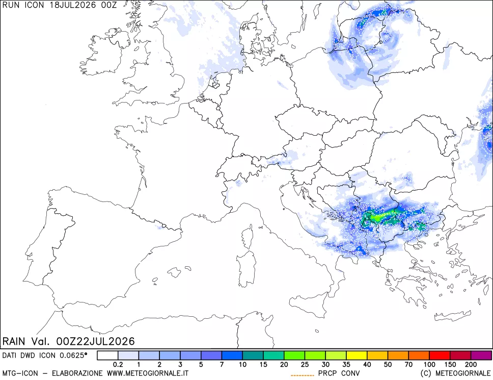 mappa Precipitazioni 24 ore precedenti