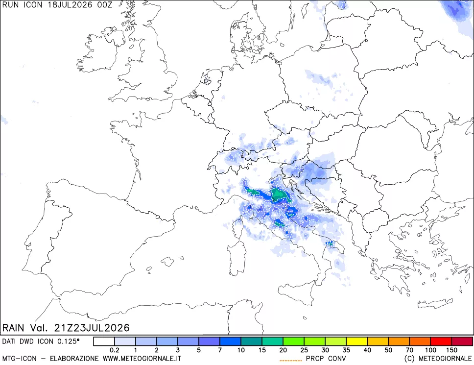 mappa Precipitazioni totali e convettive