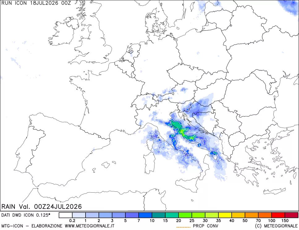 mappa Precipitazioni totali e convettive