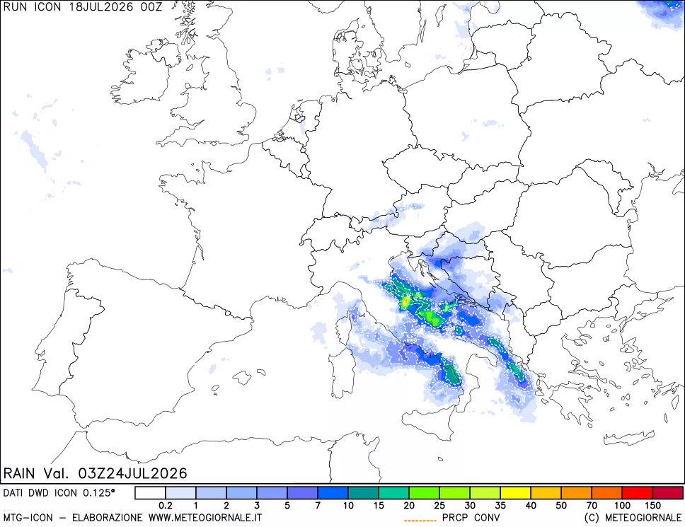 mappa Precipitazioni totali e convettive
