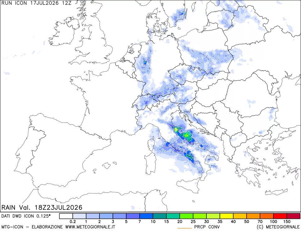 mappa Precipitazioni totali e convettive