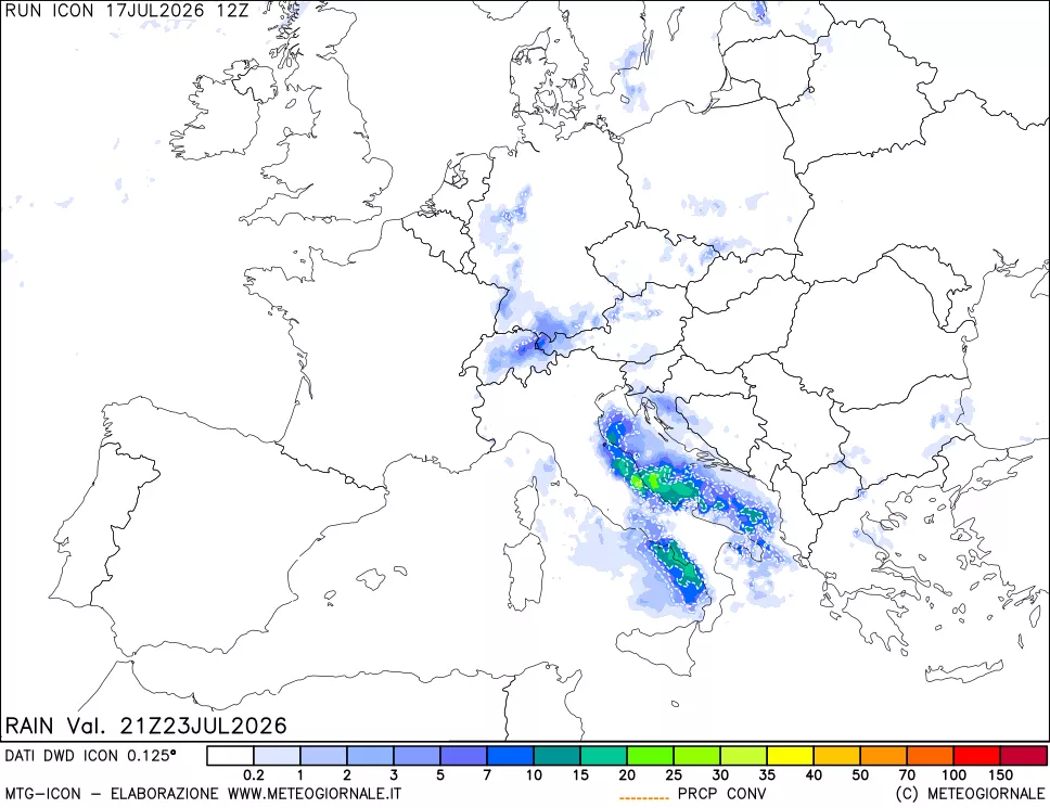 mappa Precipitazioni totali e convettive