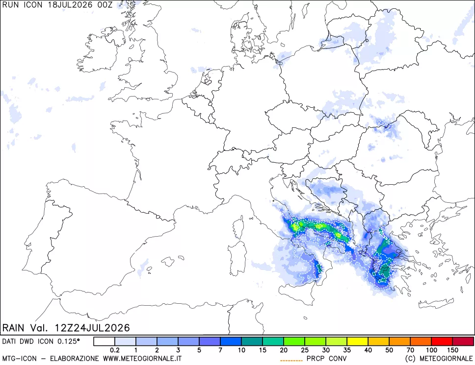 mappa Precipitazioni totali e convettive