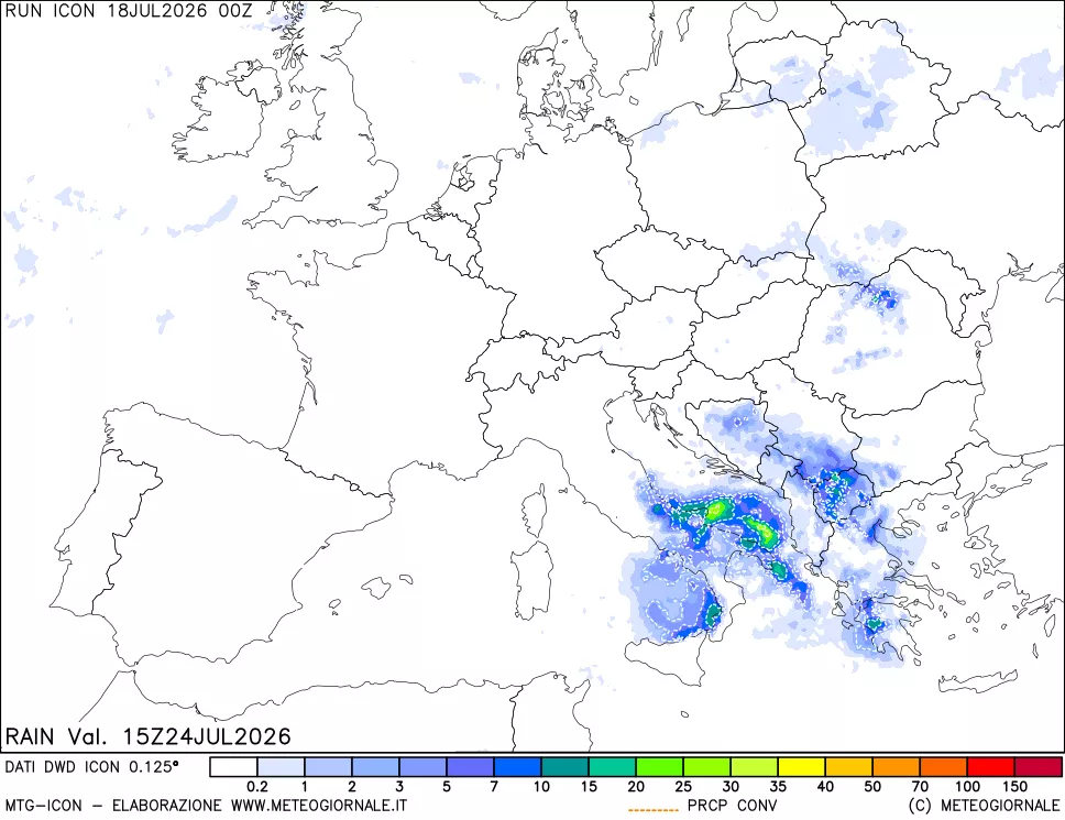 mappa Precipitazioni totali e convettive