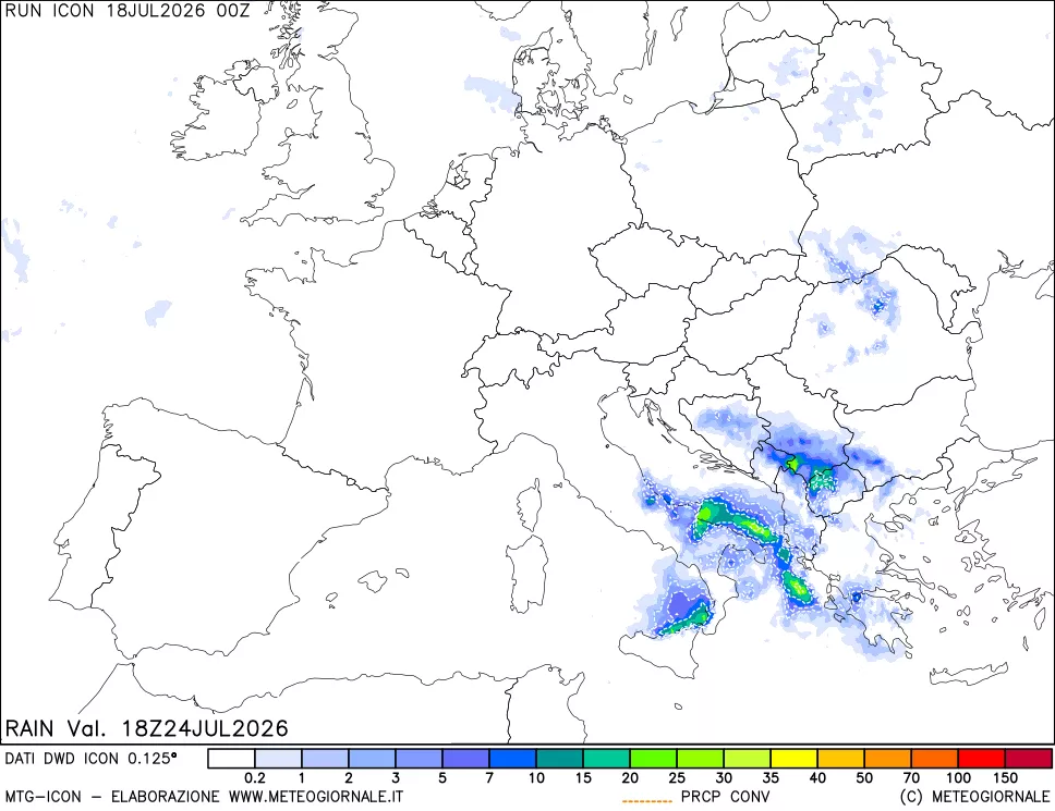 mappa Precipitazioni totali e convettive