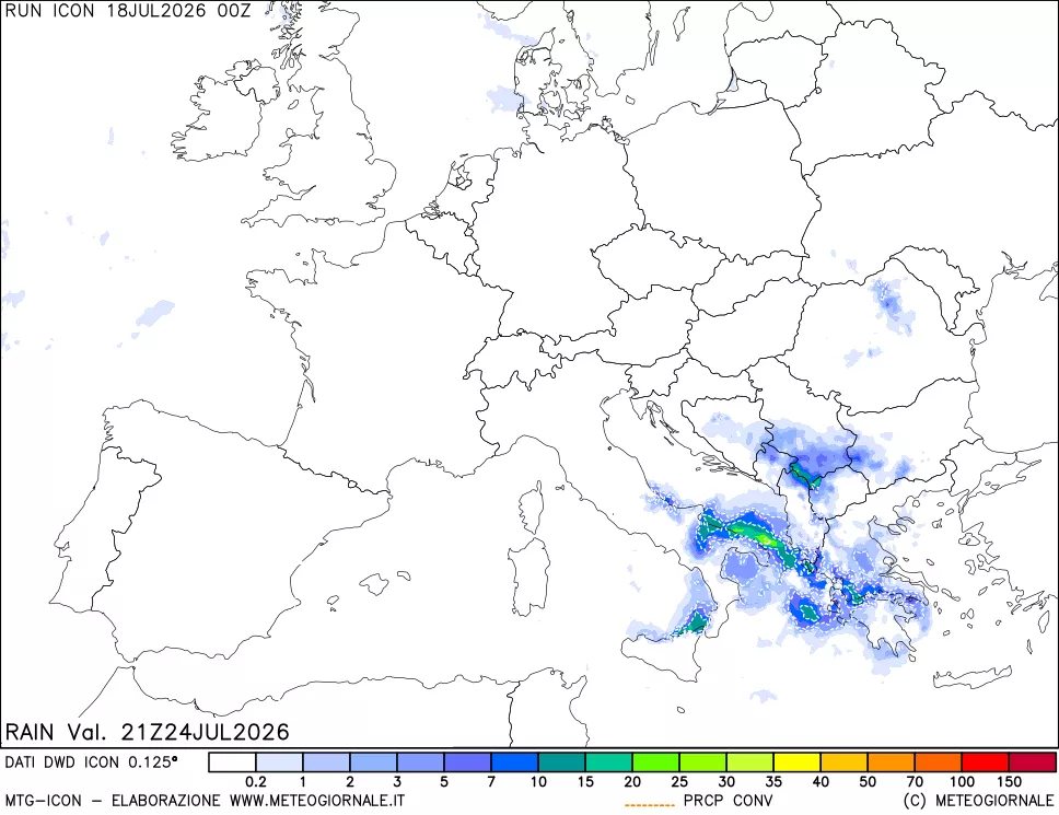 mappa Precipitazioni totali e convettive