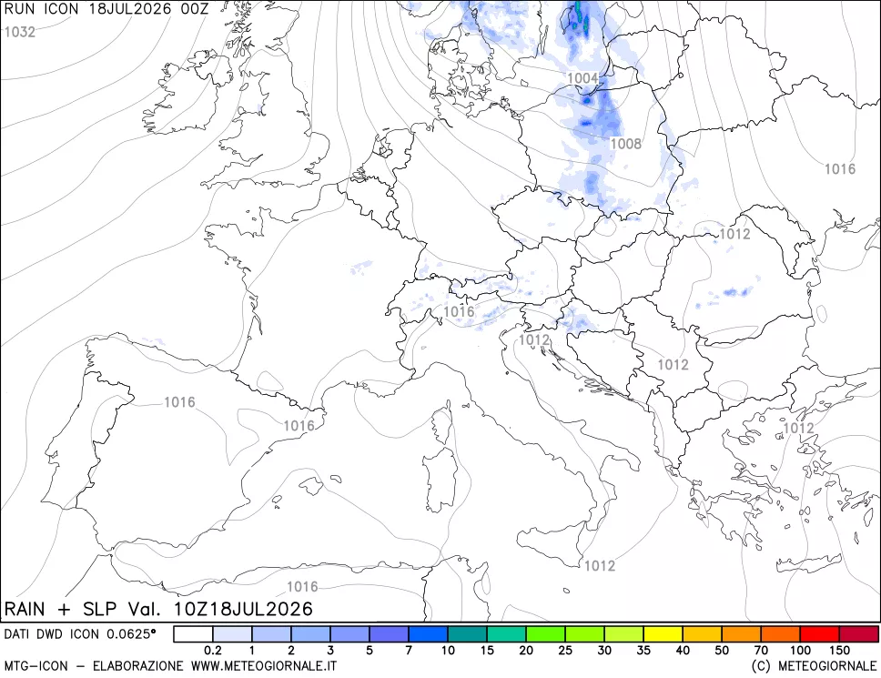 mappa Precipitazioni e pressione SLM