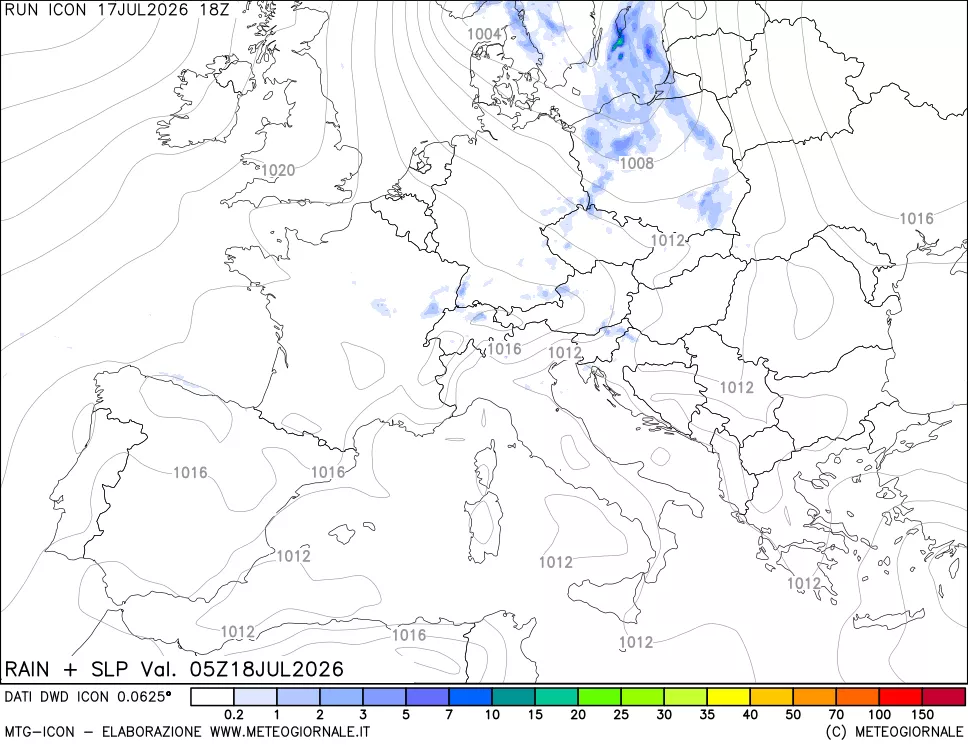 mappa Precipitazioni e pressione SLM