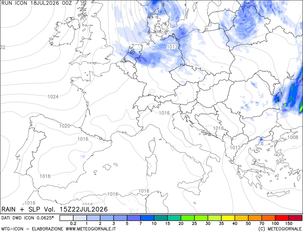 mappa Precipitazioni e pressione SLM