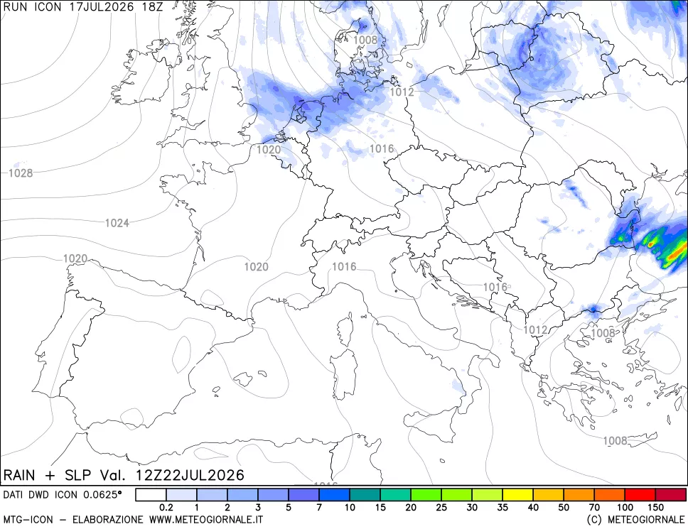 mappa Precipitazioni e pressione SLM