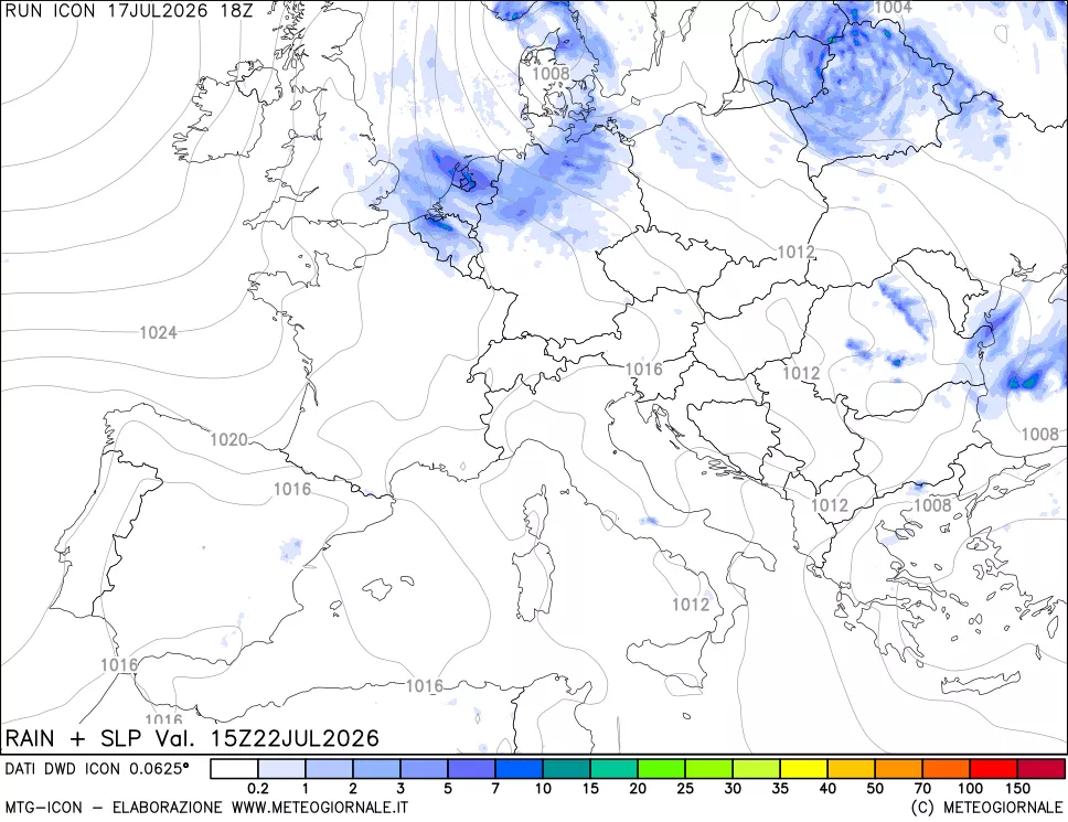 mappa Precipitazioni e pressione SLM