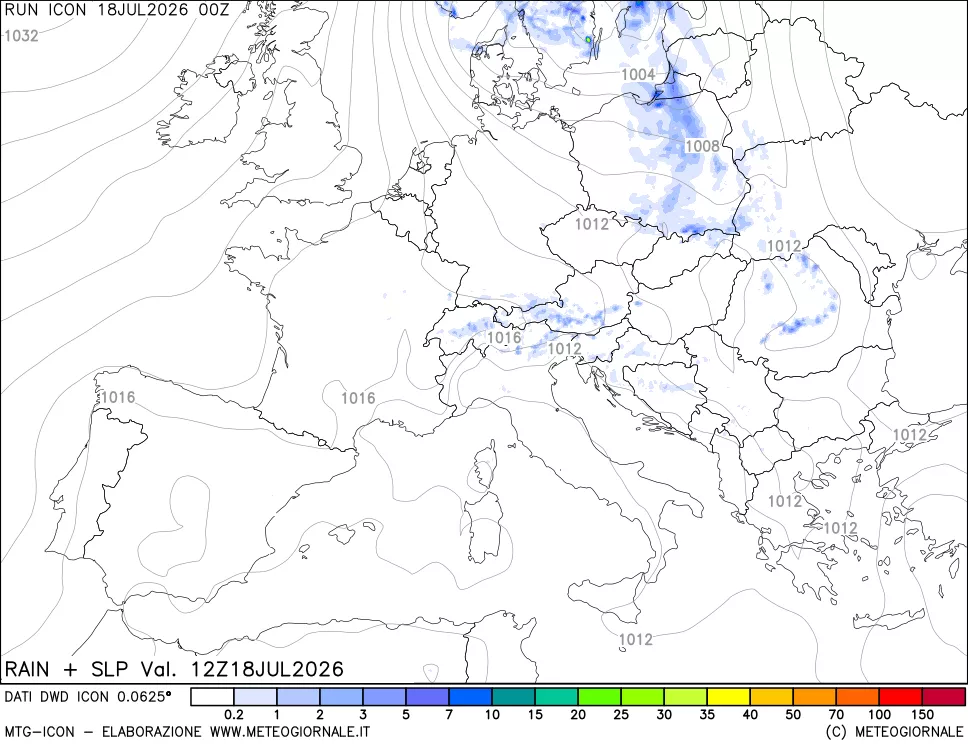 mappa Precipitazioni e pressione SLM