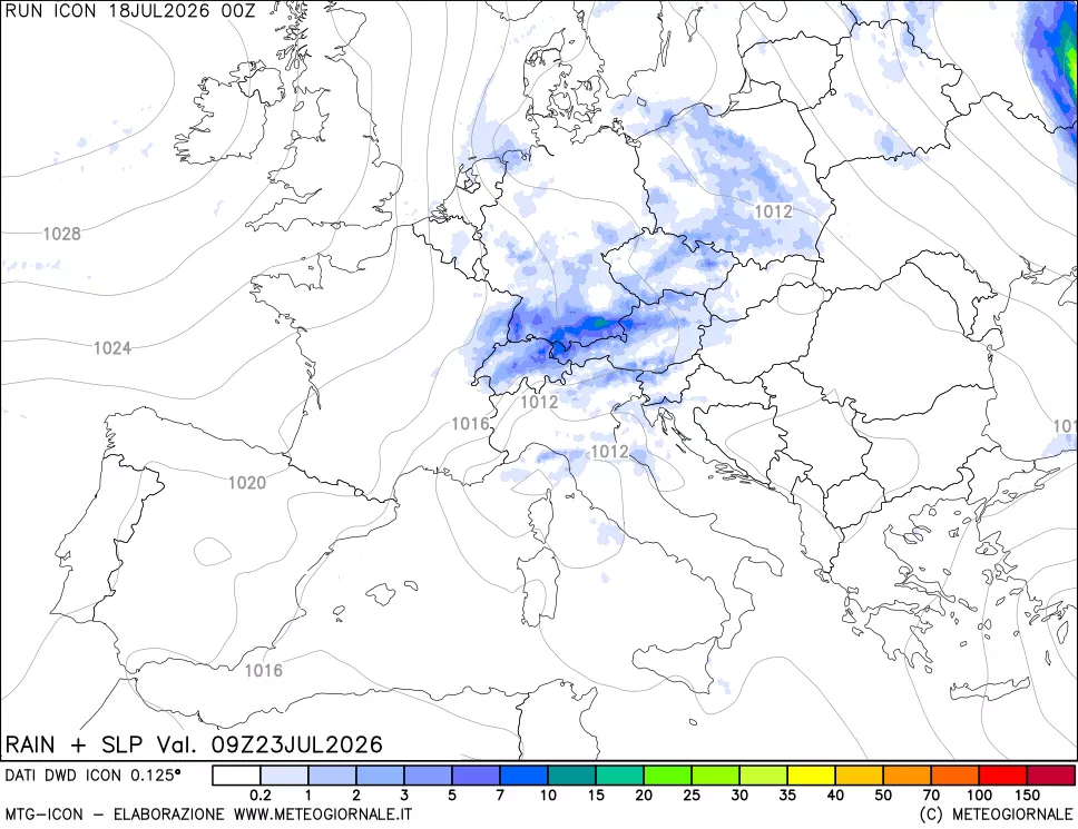 mappa Precipitazioni e pressione SLM
