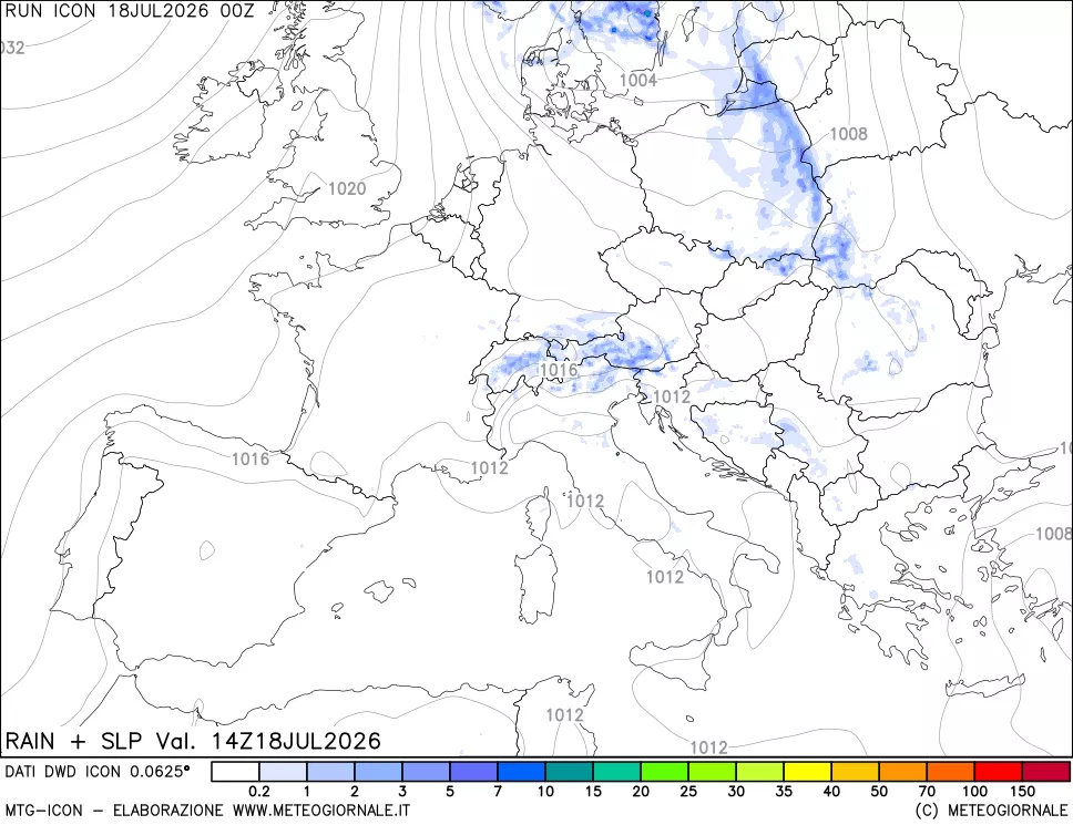 mappa Precipitazioni e pressione SLM