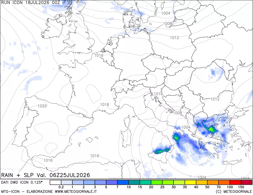 mappa Precipitazioni e pressione SLM