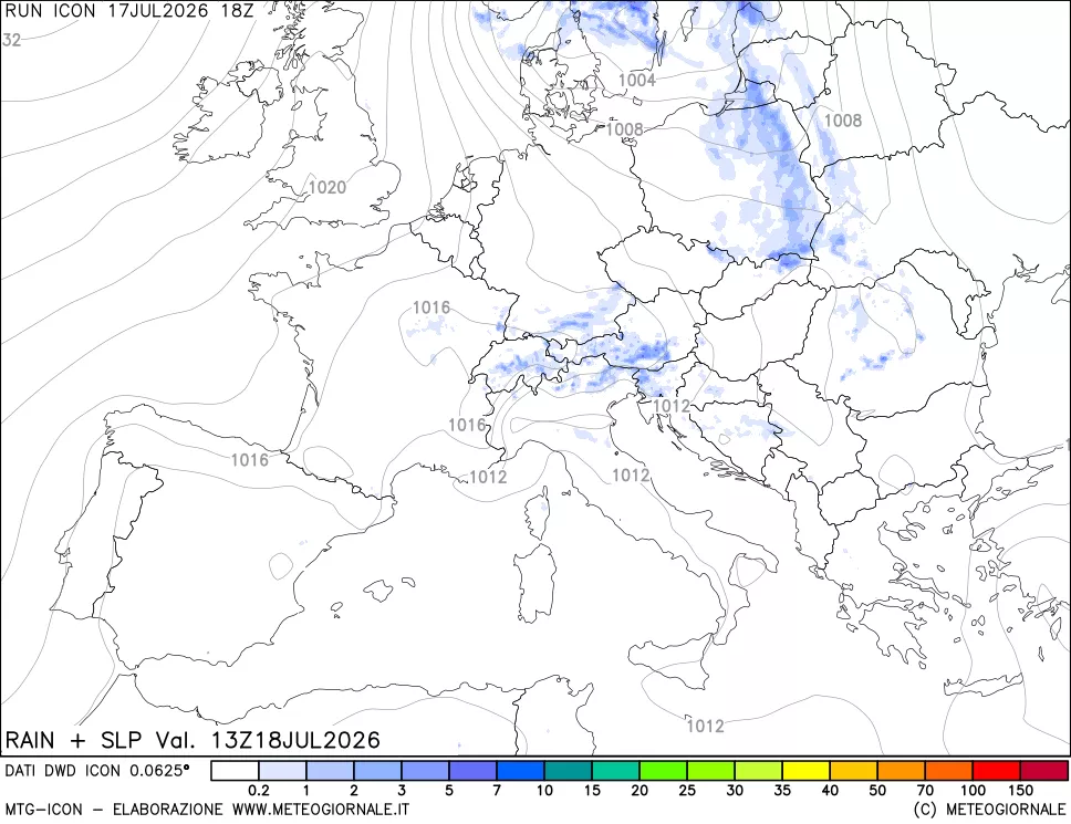 mappa Precipitazioni e pressione SLM
