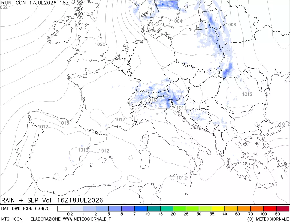 mappa Precipitazioni e pressione SLM