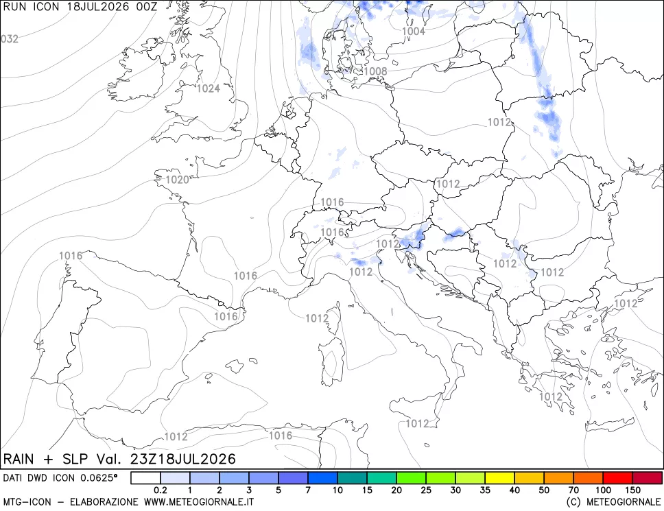 mappa Precipitazioni e pressione SLM