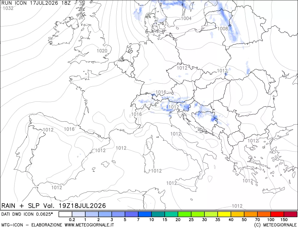 mappa Precipitazioni e pressione SLM