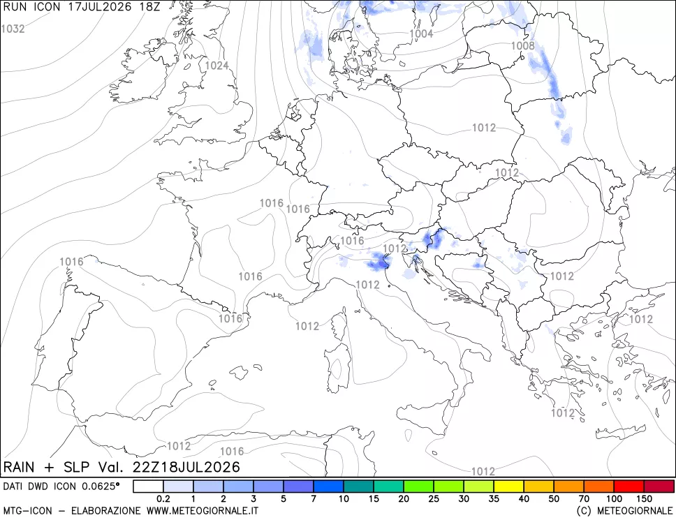 mappa Precipitazioni e pressione SLM