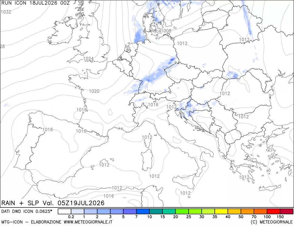 mappa Precipitazioni e pressione SLM