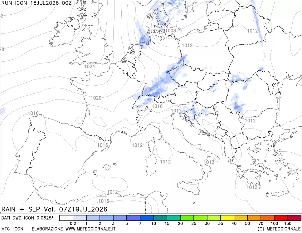 mappa Precipitazioni e pressione SLM